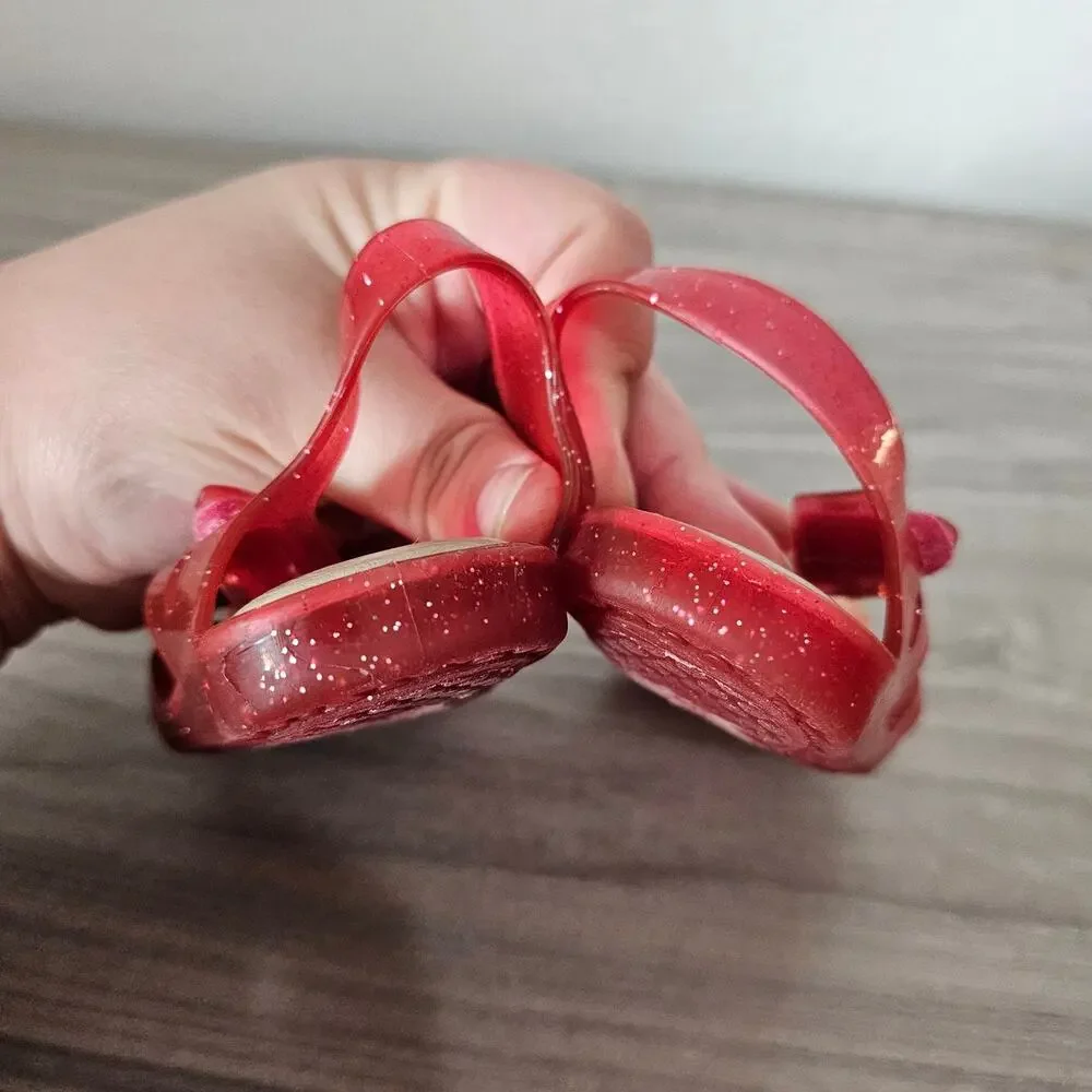 Mini Melissa Aranha VIII Slingback Sandal Melting Popsicle Pink Glitter Kid US 7